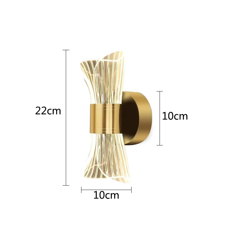 Led Cylinderical Double Led Golden Walllight