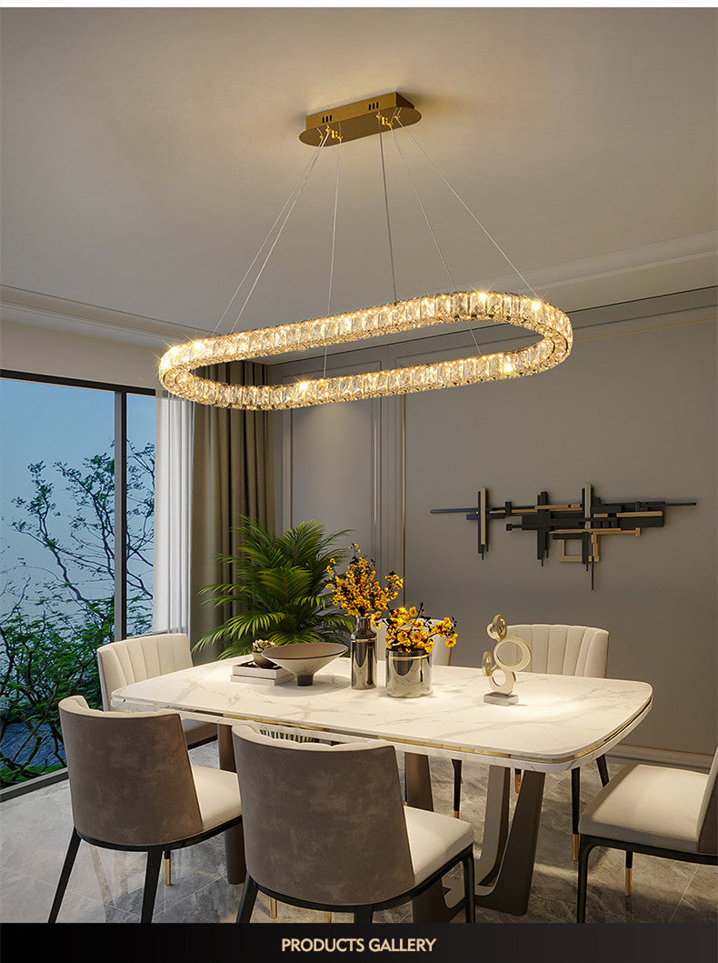 Rectangular Golden Crystal Modern Chandlier