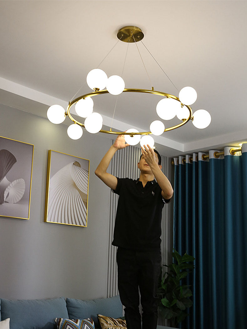 Rounded Globe Golden Luxury Styled Chandlier Light