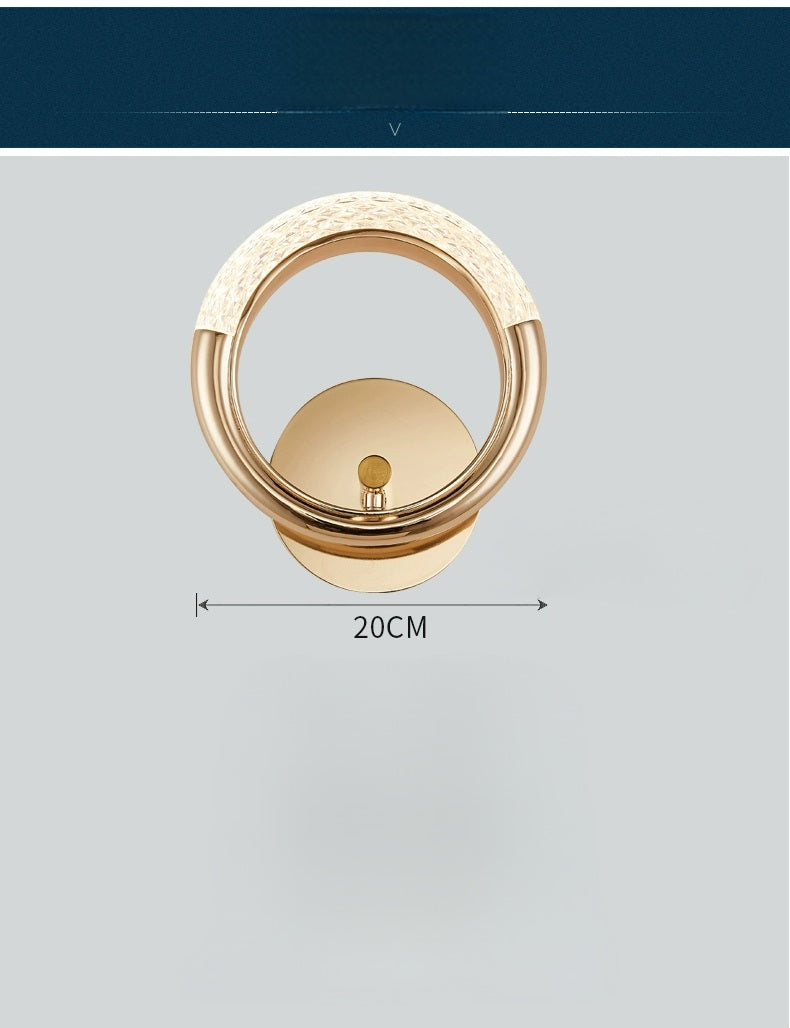 Rounded Golden Metallic Wall Light
