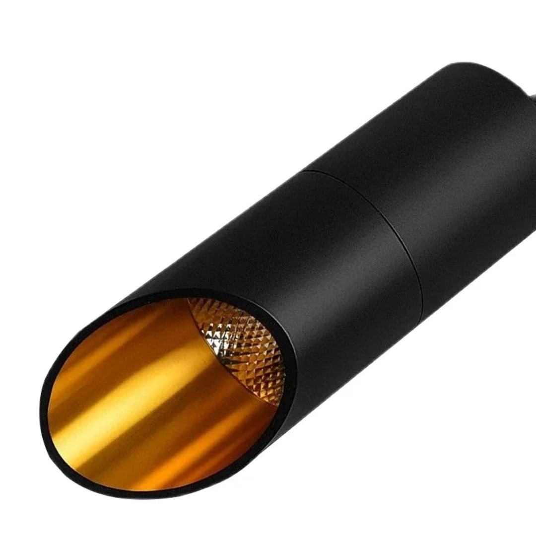 Geometric Straight Cylinderical Black Led Hanging Single Pandent