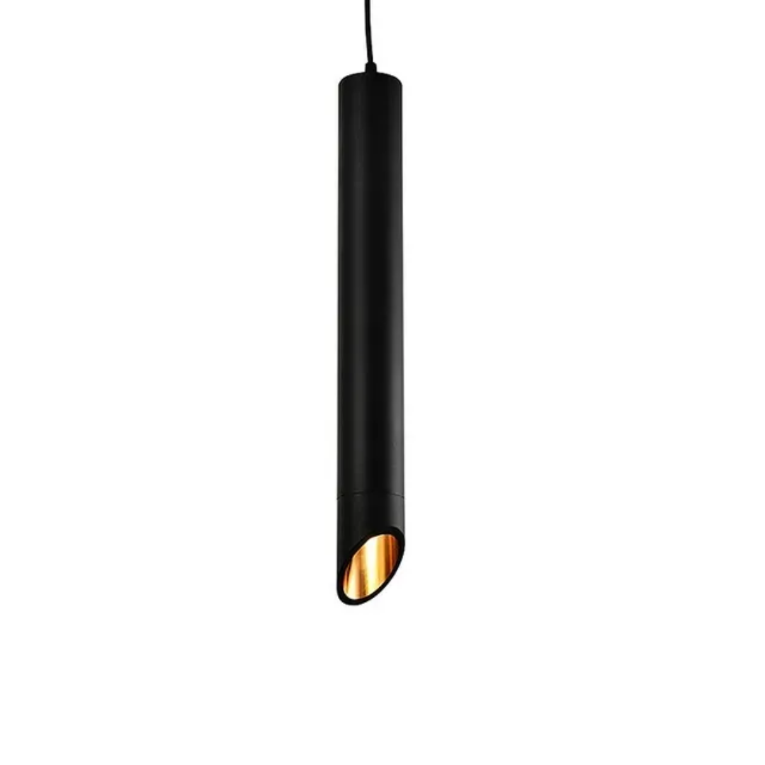 Geometric Straight Cylinderical Black Led Hanging Single Pandent