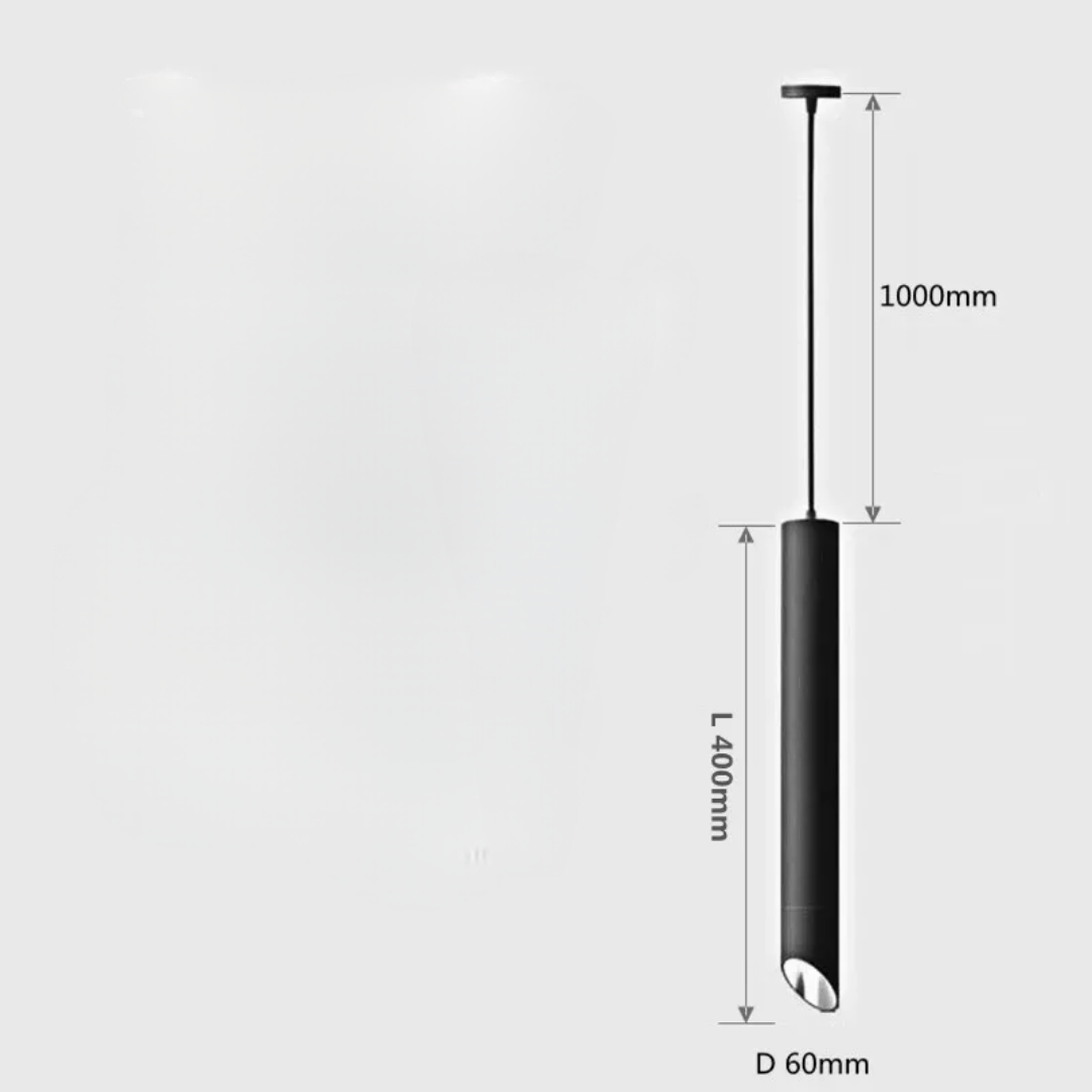 Geometric Straight Cylinderical Black Led Hanging Single Pandent