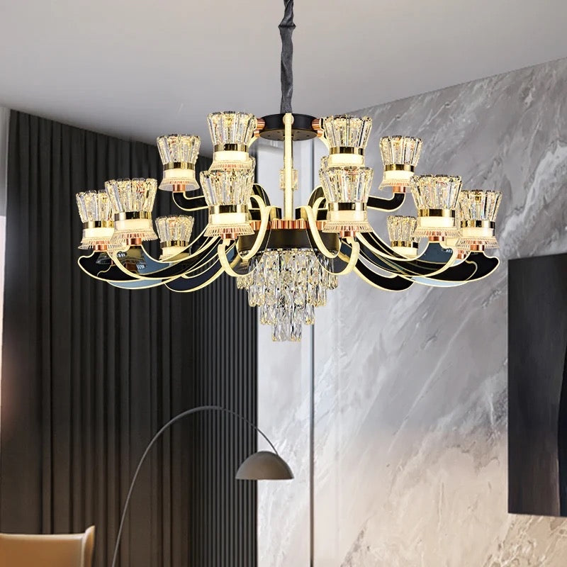 Bright Golden Glass Modern Led Chandlier