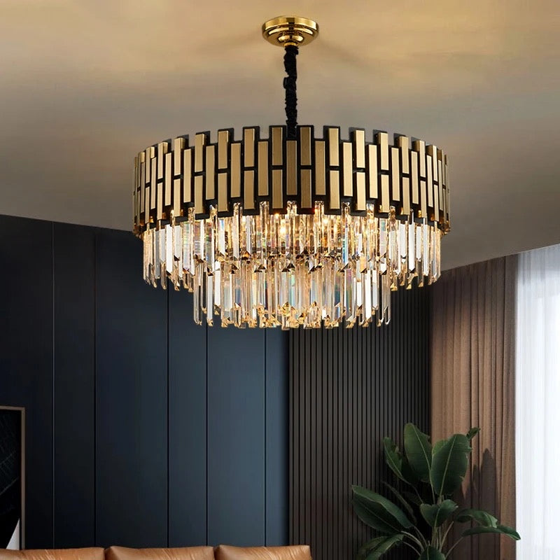 Golden Black Bricks Traditional Chandlier Medium 600mm