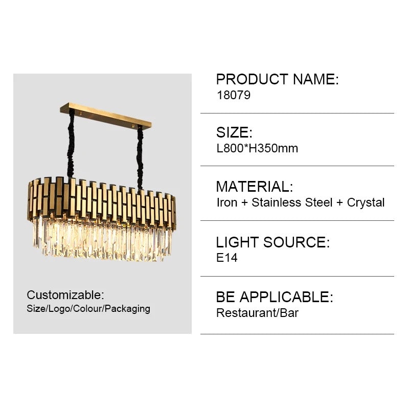 Rectangular Golden Black Bricks Traditional Chandlier 800*300mm