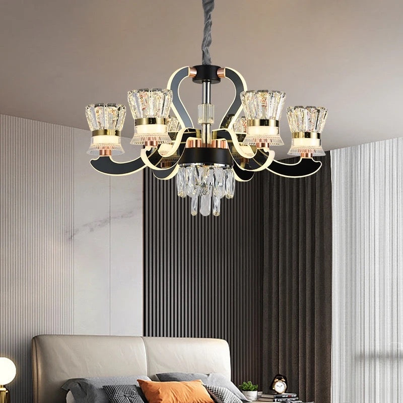 Bright Golden Glass Modern Led Chandlier