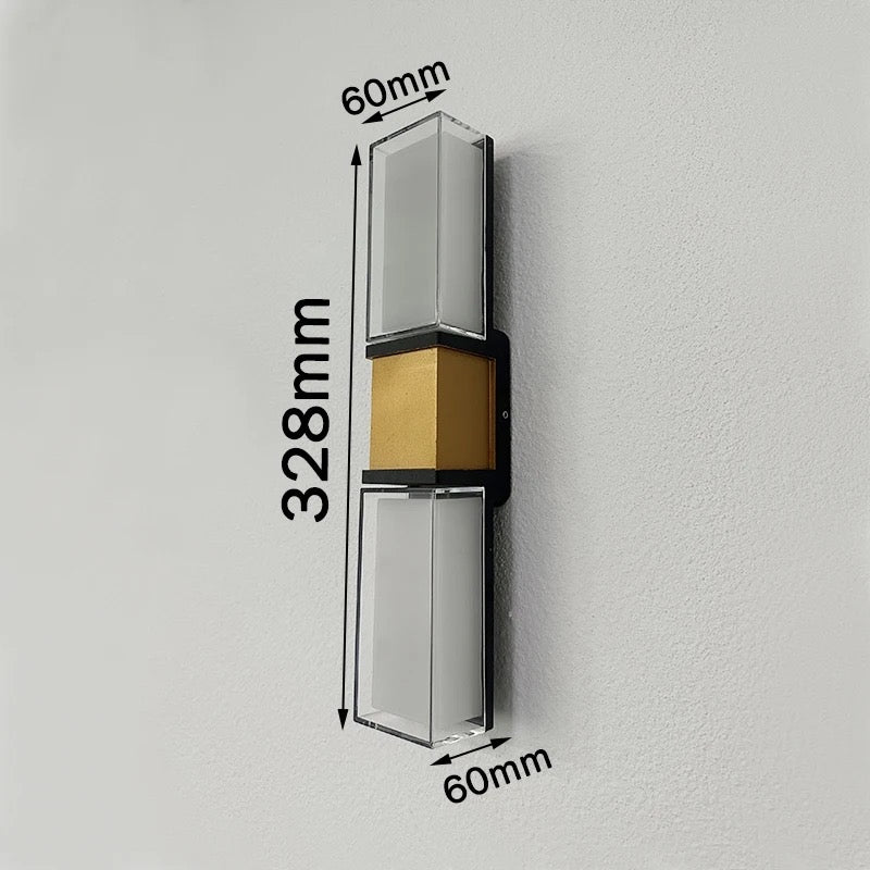 Black & Gold Aryclic Outdoor Wall Lamp