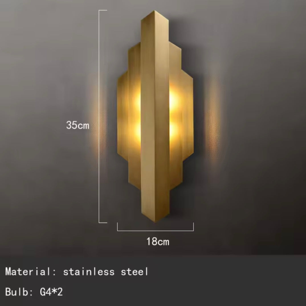 Back Led Golden Metallic Wall Lamp