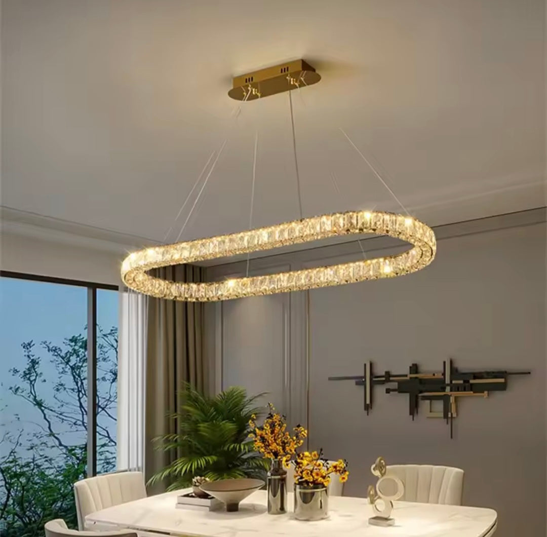 Rectangular Golden Crystal Modern Chandlier