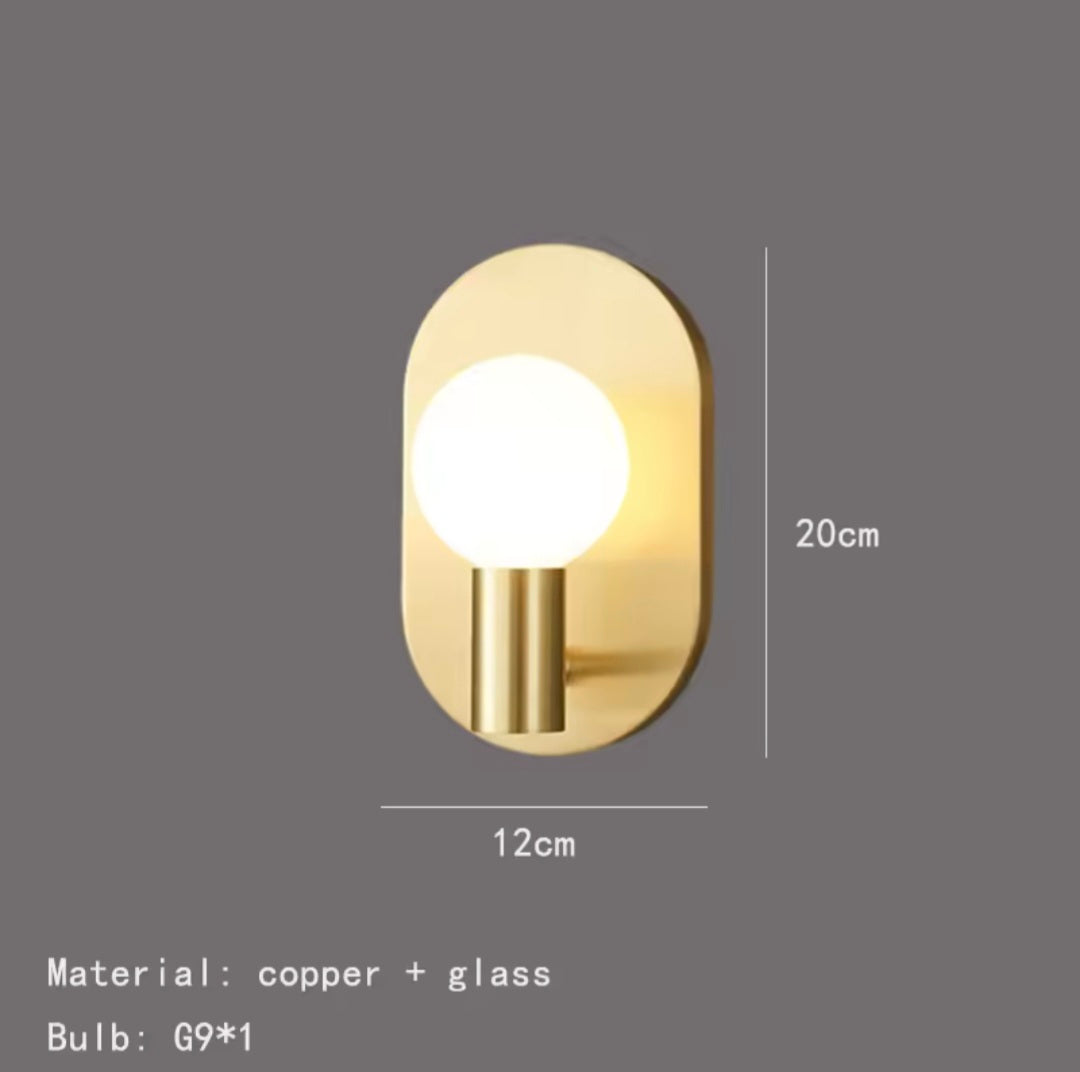 Vintage Rounded Golden Metallic Wall Light