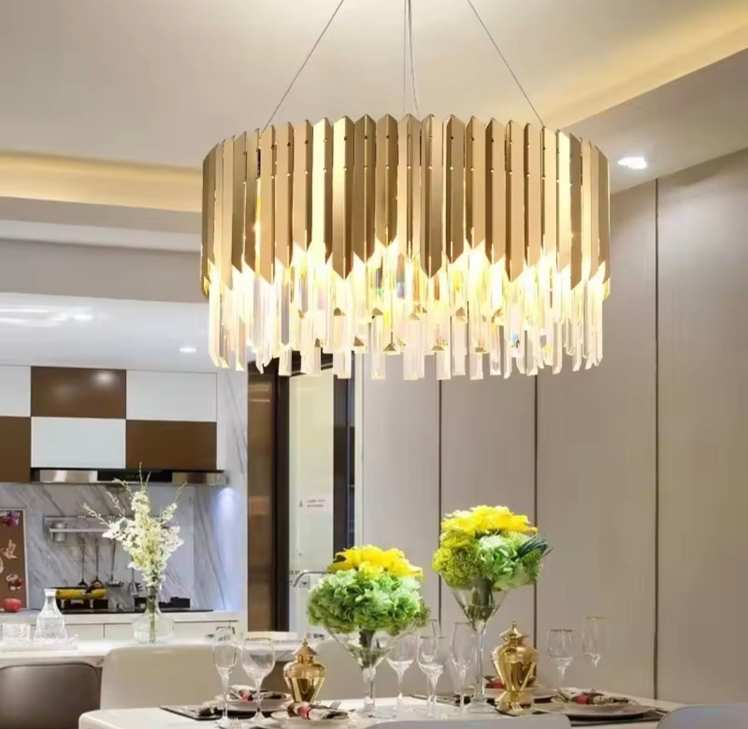 Modern Golden Striper Crystal Chandlier