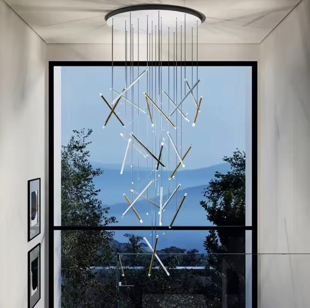 Nordic Rod Styled Warm Adjustable Multi Hanging Staircase Light
