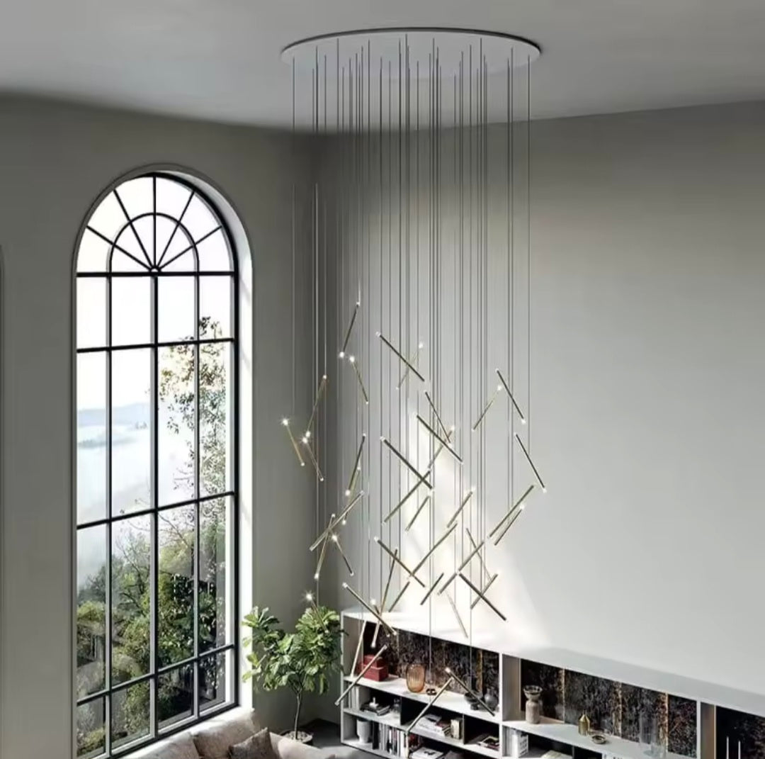 Nordic Rod Styled Warm Adjustable Multi Hanging Staircase Light