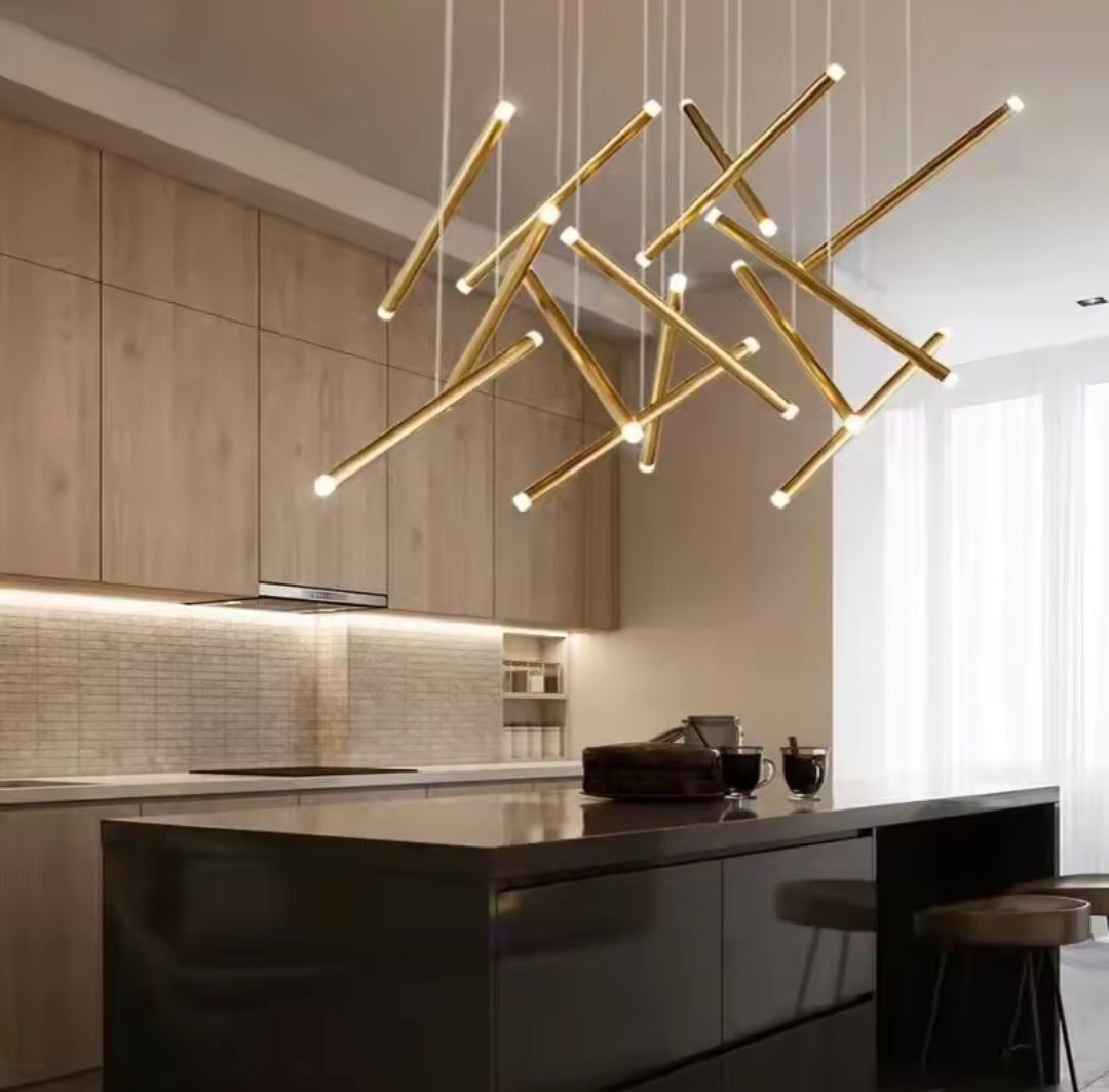 Nordic Rod Styled Warm Adjustable Multi Hanging Staircase Light