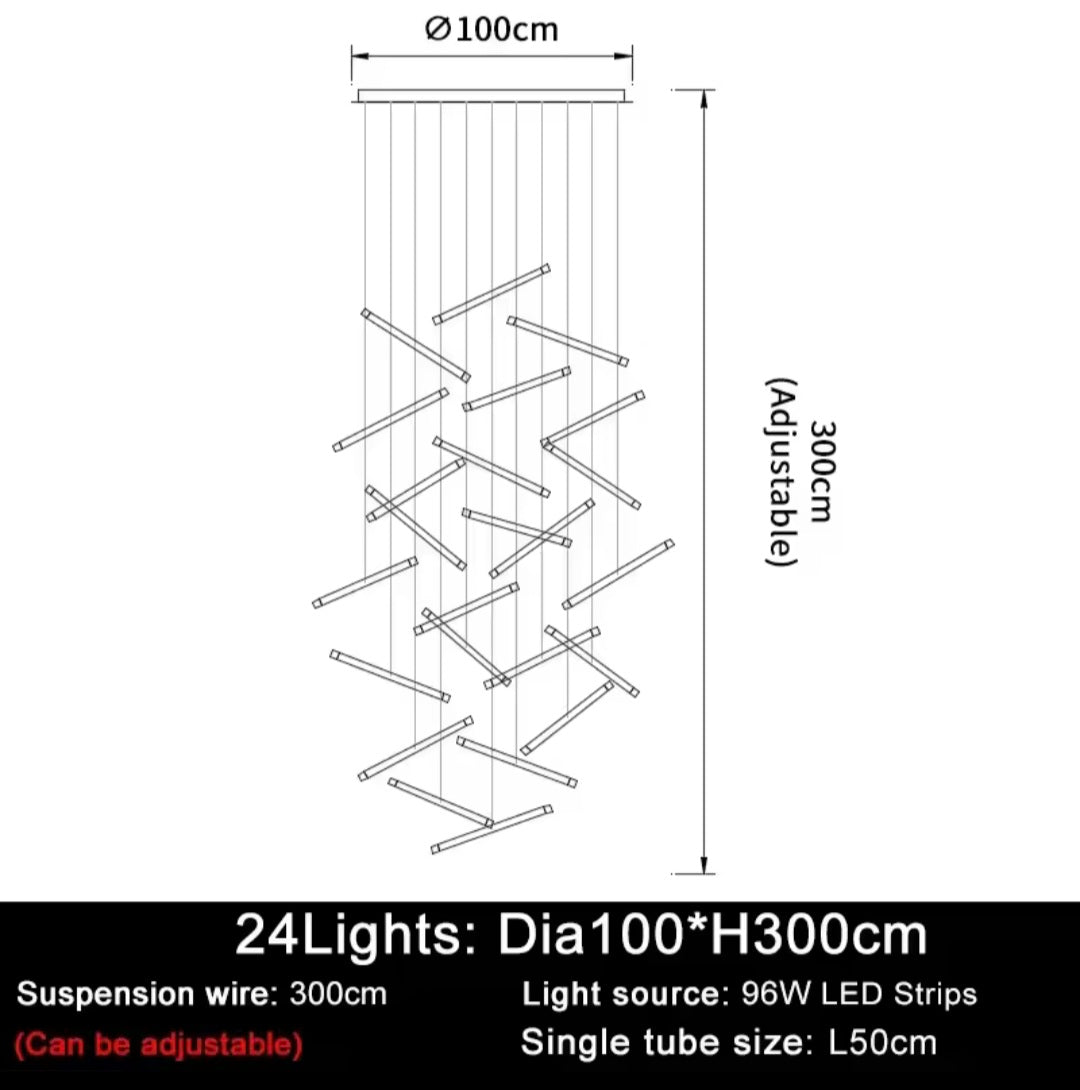 Nordic Rod Styled Warm Adjustable Multi Hanging Staircase Light