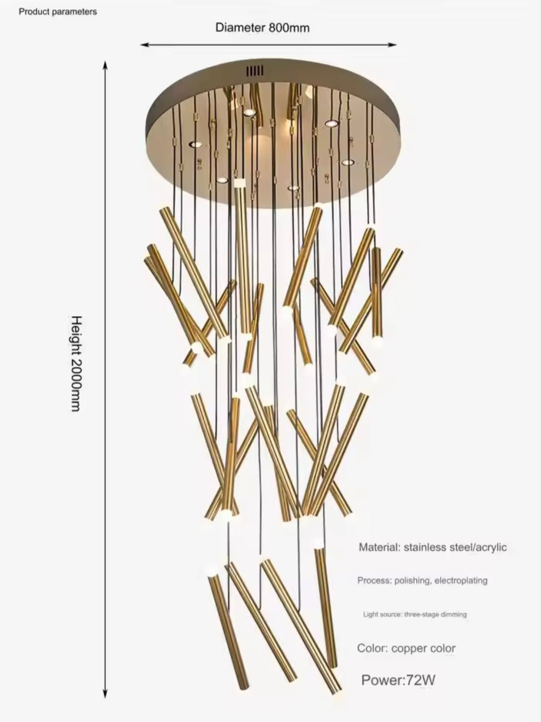 Nordic Rod Styled Warm Adjustable Multi Hanging Staircase Light
