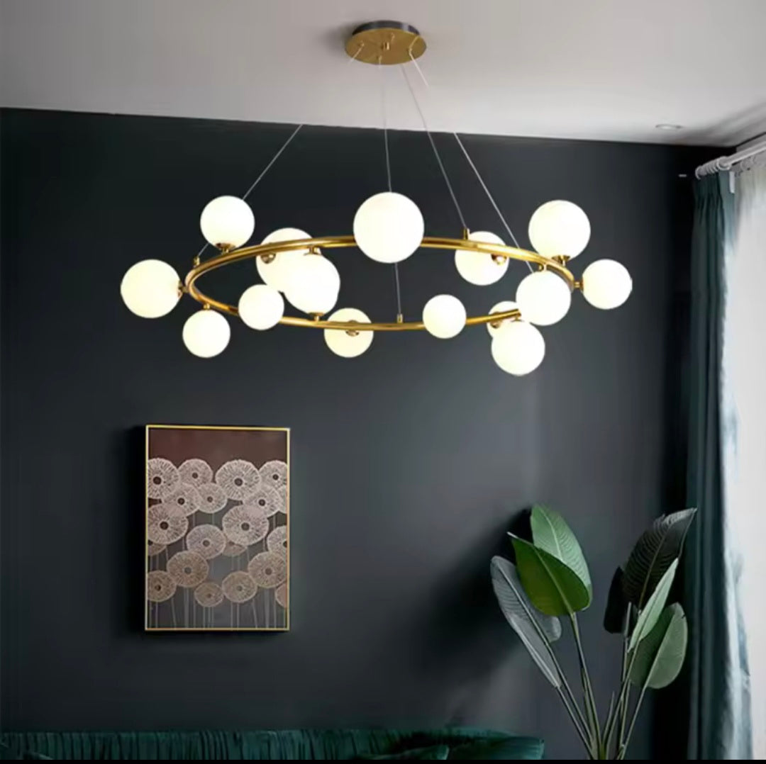 Rounded Globe Golden Luxury Styled Chandlier Light