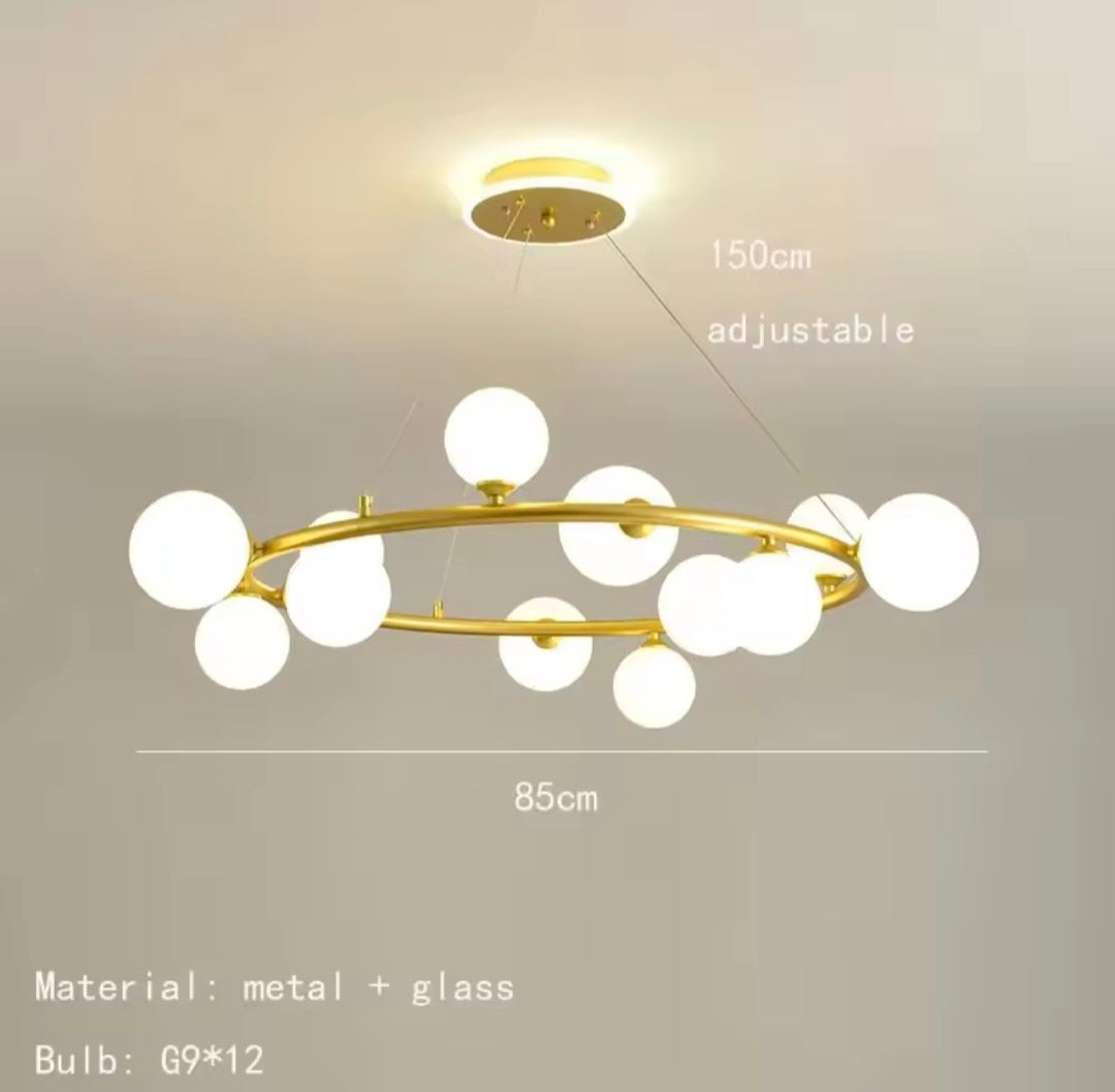 Rounded Globe Golden Luxury Styled Chandlier Light