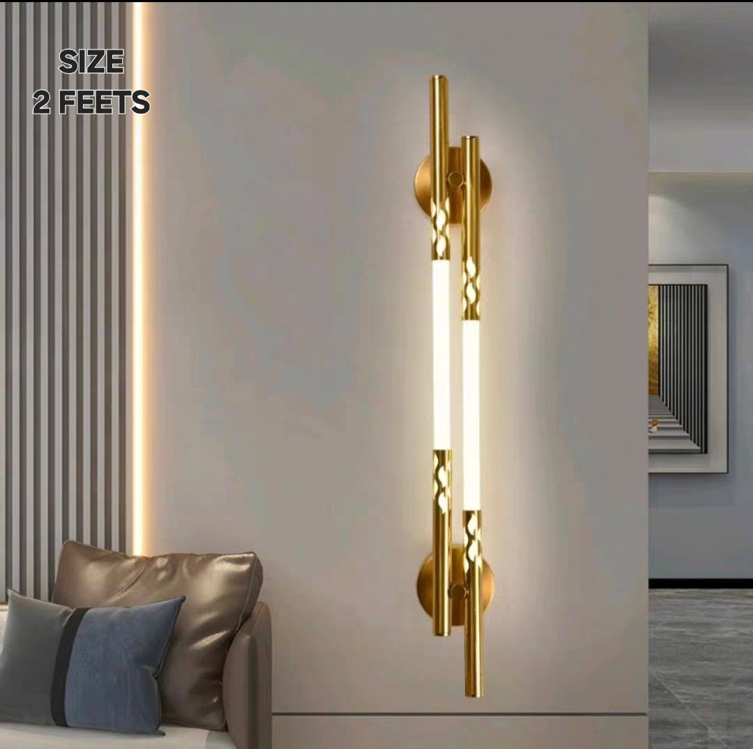Double Straight Golden Led Warm Walllight