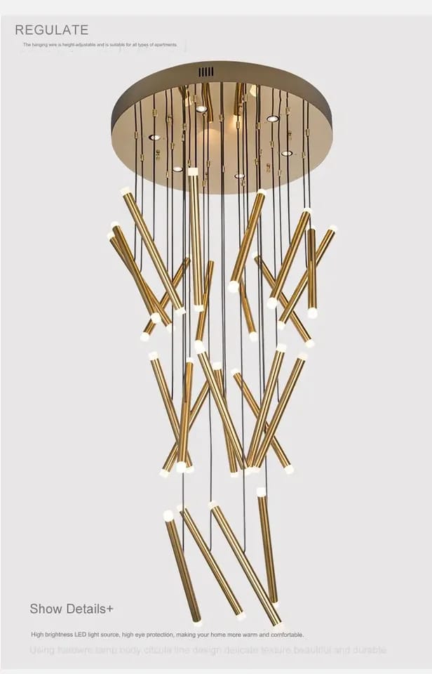 Nordic Rod Styled Warm Adjustable Multi Hanging Staircase Light