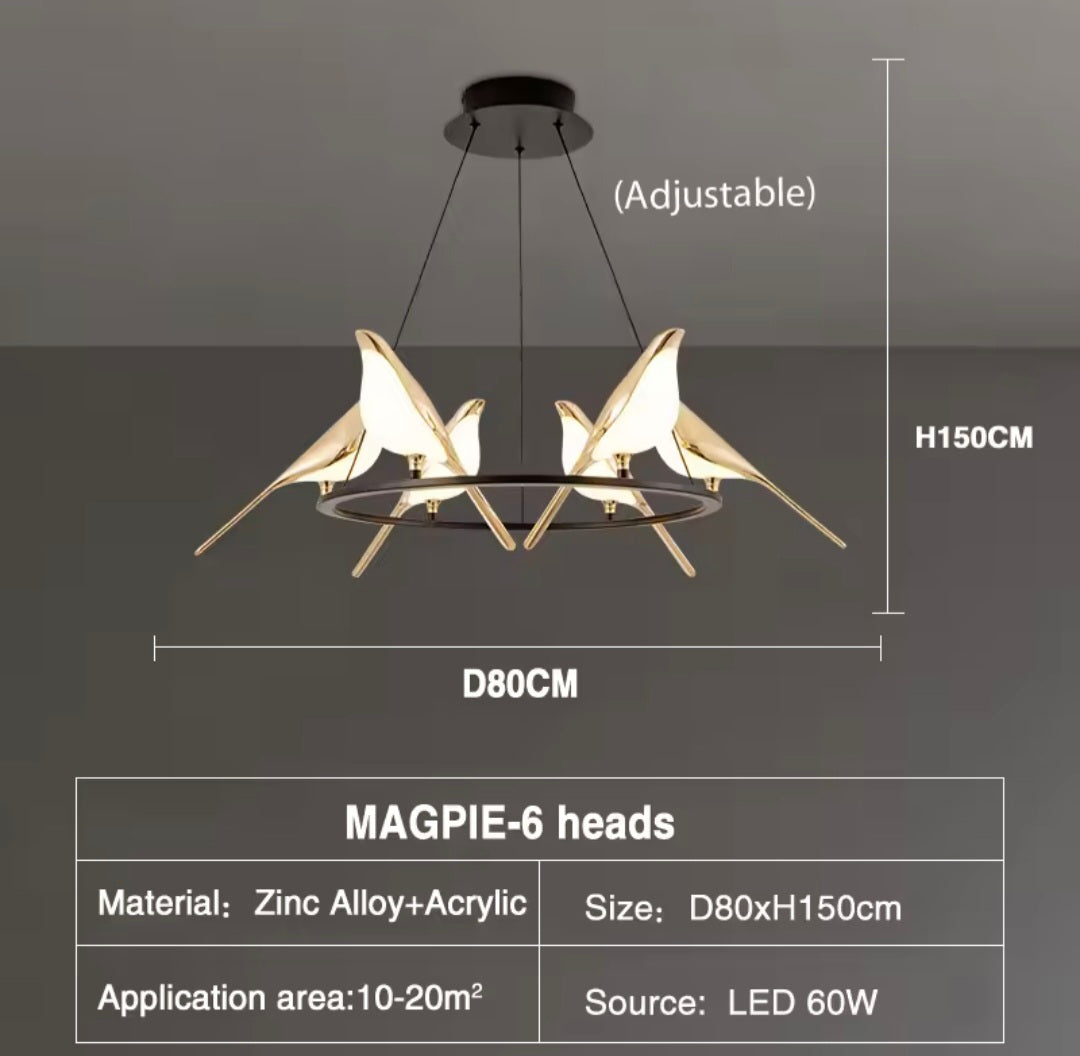 Six Headed Led Sparrow Styled Hanging Light