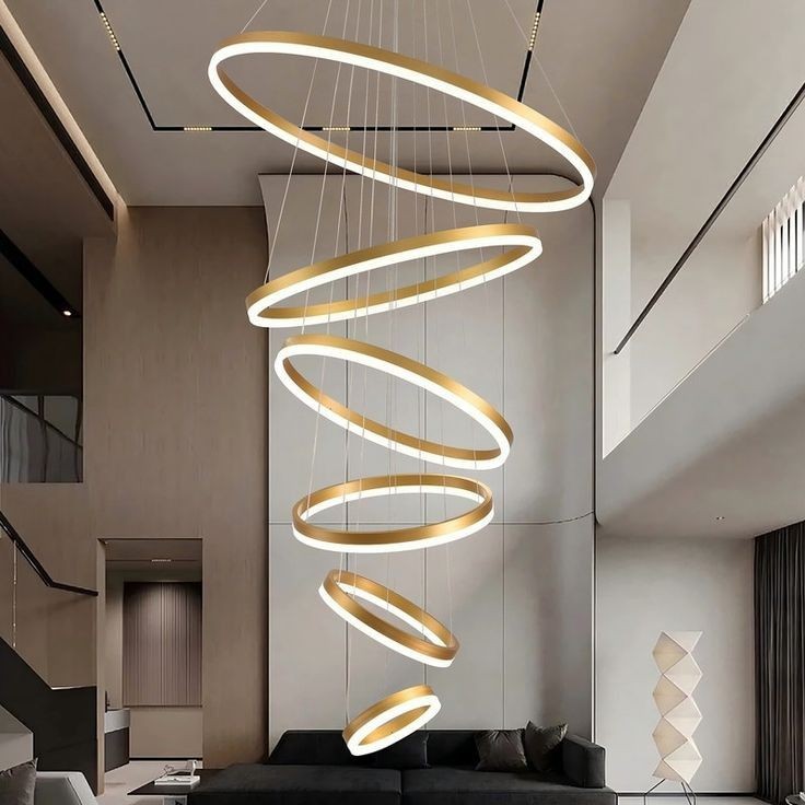 Chromatic Led 6 Rings Golden Modern Chandlier