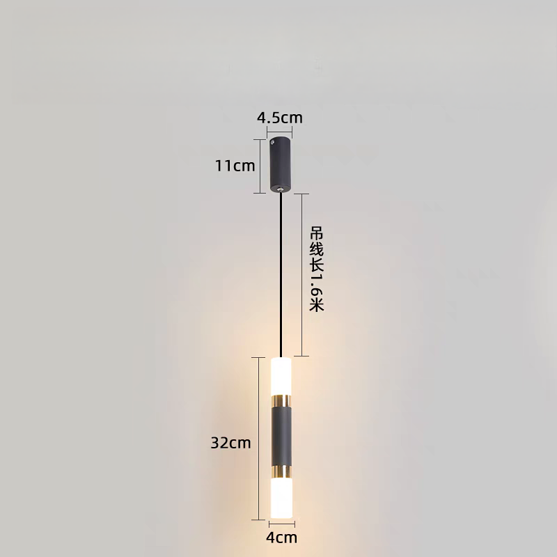 Straight Cylinderical Black Led Hanging Single Pandent