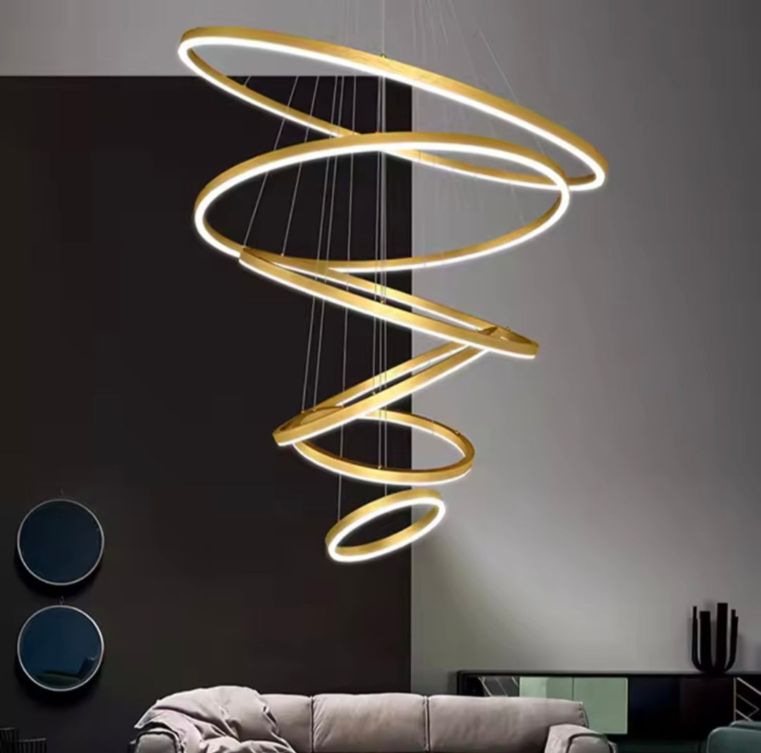 Chromatic Led 6 Rings Golden Modern Chandlier