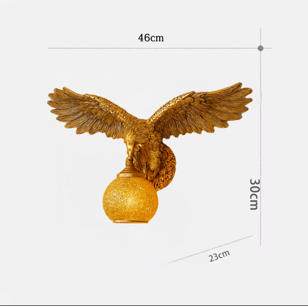 Metallic Eagle Scripted Wall Lamp