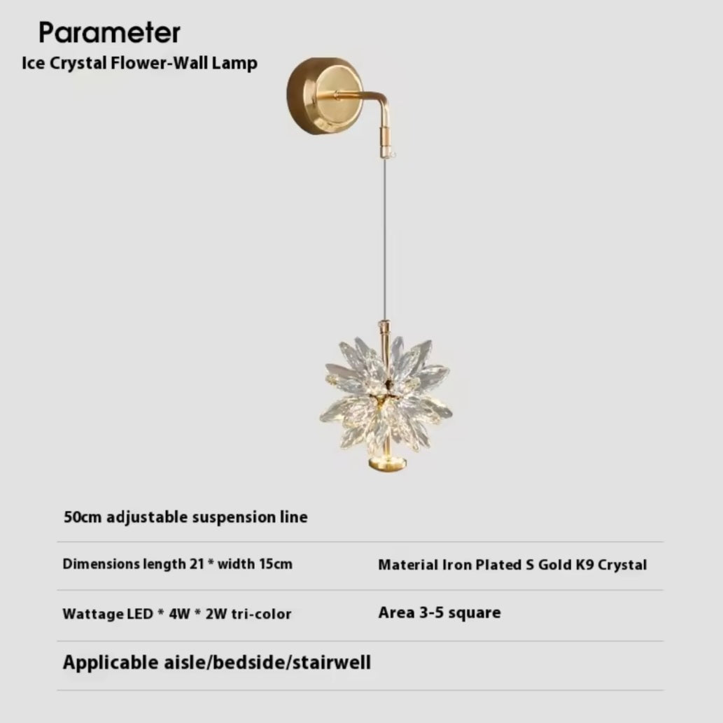 Hanging Golden K9 Crystal Wall Lamp