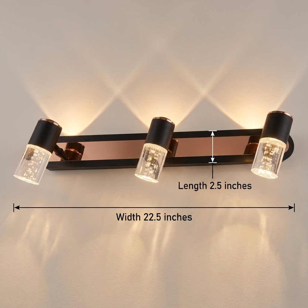 Led COB Black Rose Gold Warm Mirror Light