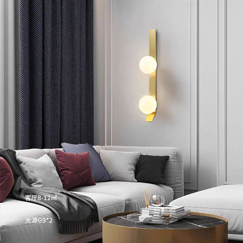 Double Glass Globe Golden Wall Light
