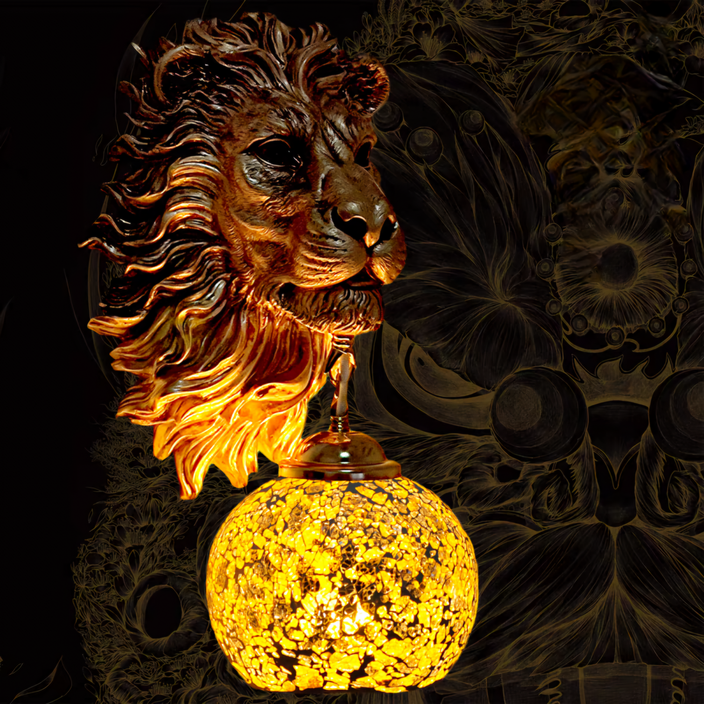 Lion Scripted Wall Lamp