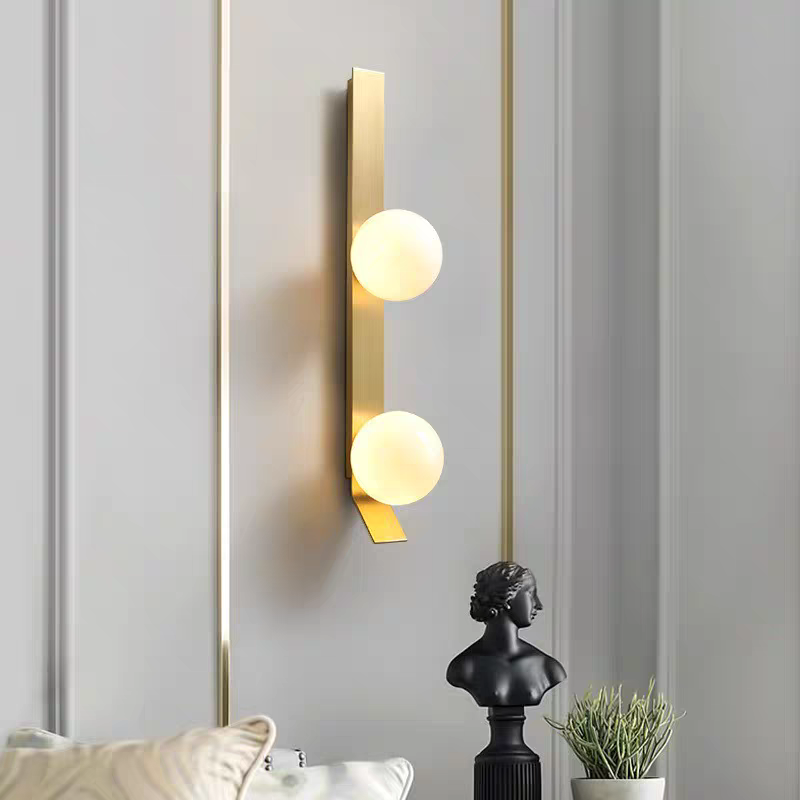 Double Glass Globe Golden Wall Light