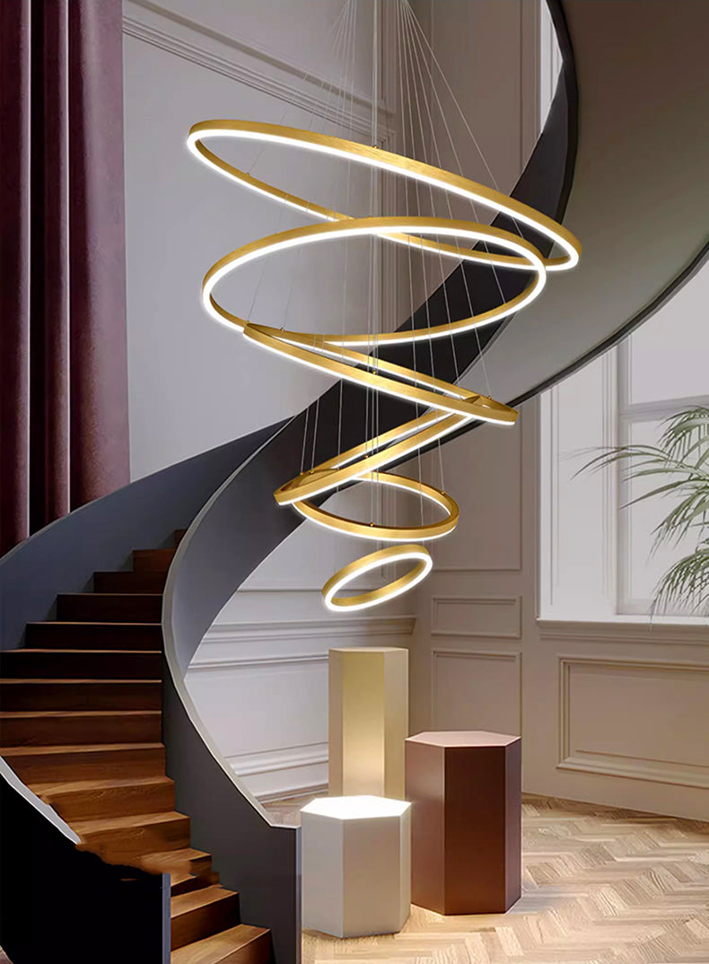 Chromatic Led 6 Rings Golden Modern Chandlier