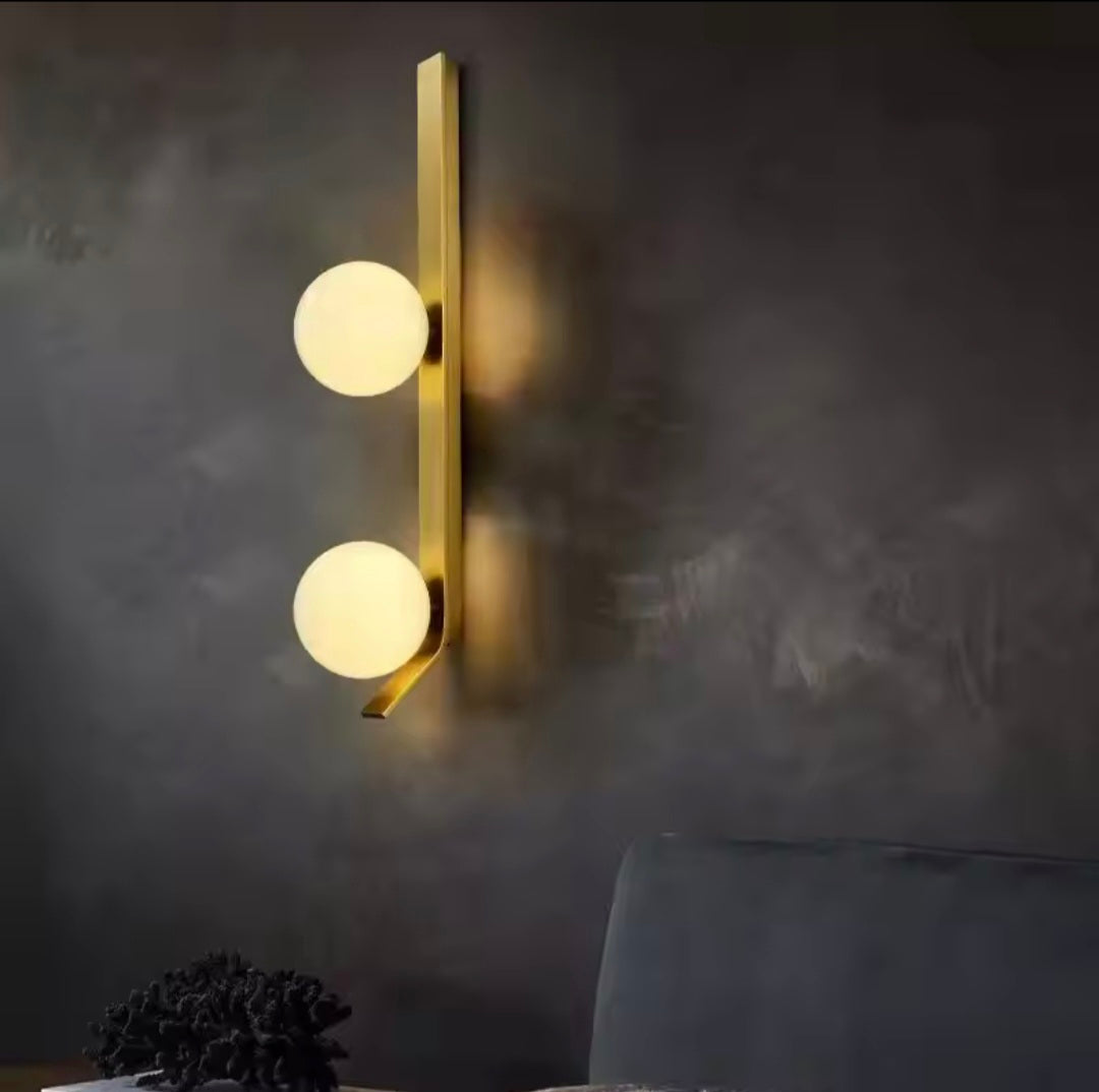 Double Glass Globe Golden Wall Light