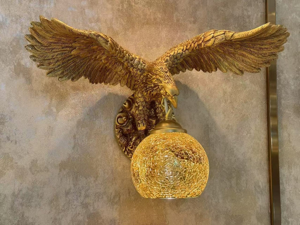 Metallic Eagle Scripted Wall Lamp