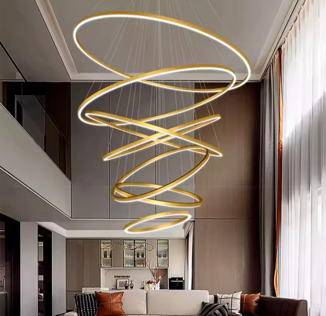 Chromatic Led 6 Rings Golden Modern Chandlier
