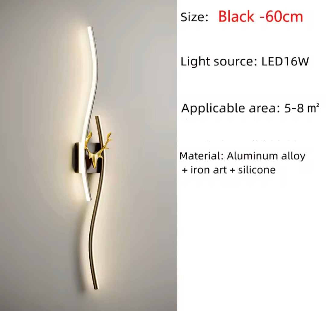 Long Markhor Black Led Walllamp