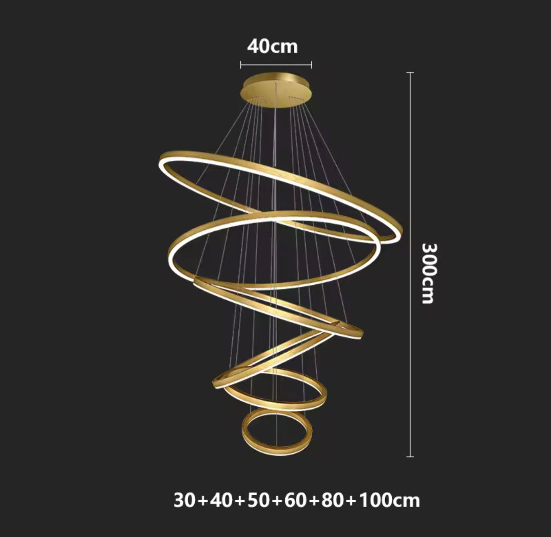Chromatic Led 6 Rings Golden Modern Chandlier