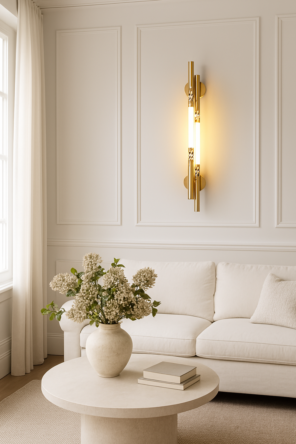 Double Straight Golden Led Warm Walllight