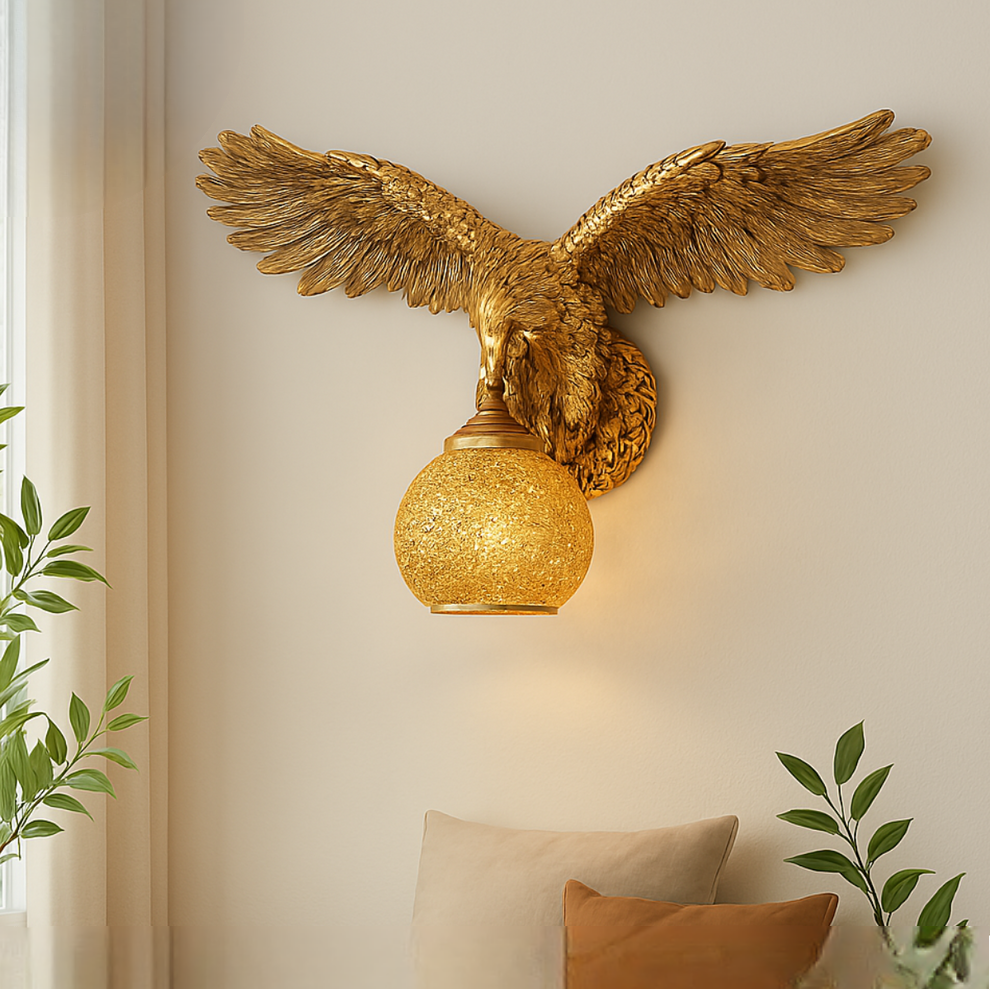 Metallic Eagle Scripted Wall Lamp