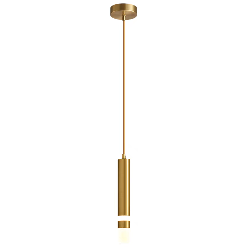 Straight Cylinderical Golden Led Hanging Single Pandent