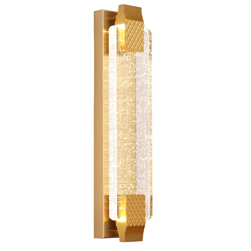 Led Straight Crystalled Golden Wall Light
