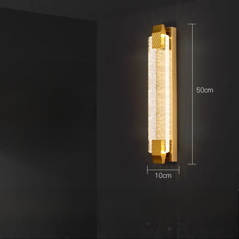 Led Straight Crystalled Golden Wall Light