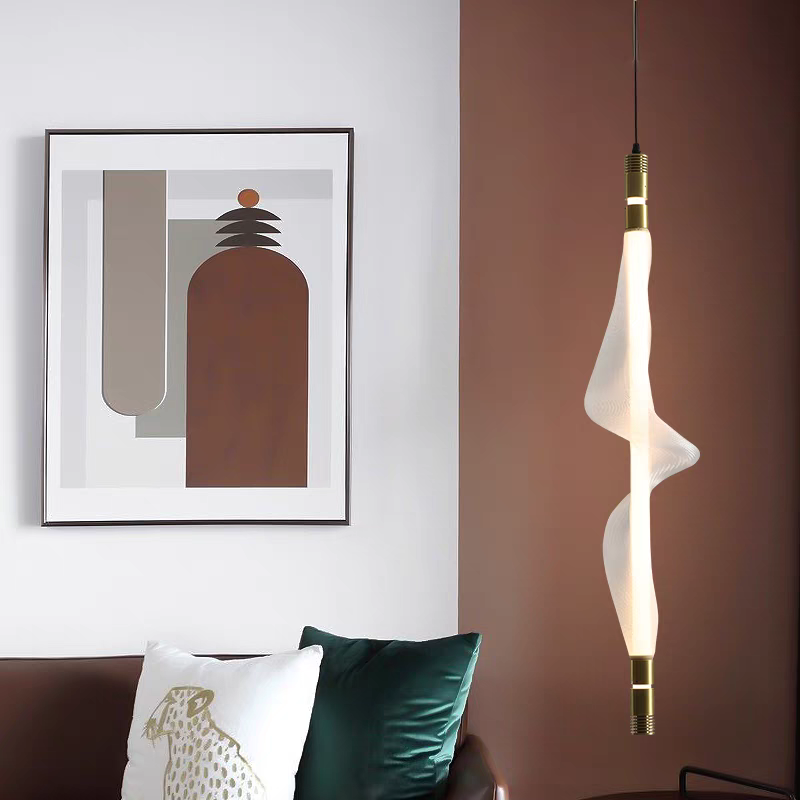 Long Straight Hanging Golden Single Hanging Lamp