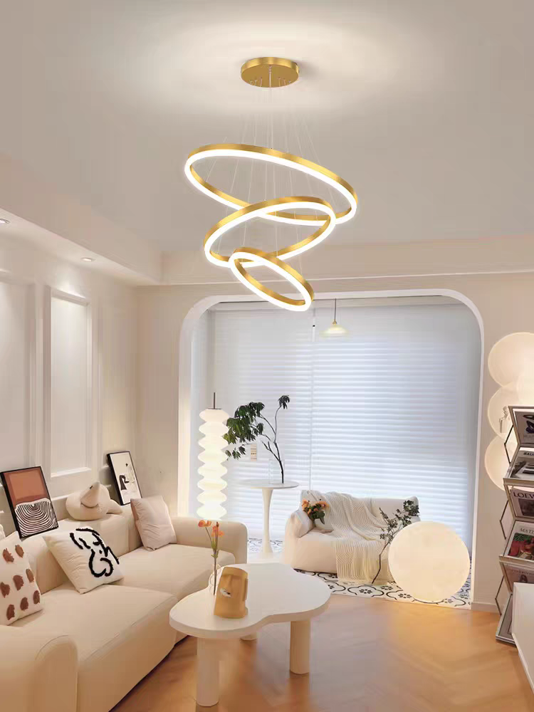 Rounded Rings Golden Luxury Styled Chandlier Light