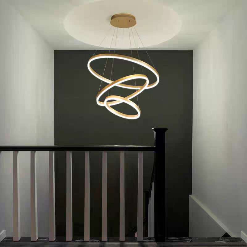 Rounded Rings Golden Luxury Styled Chandlier Light