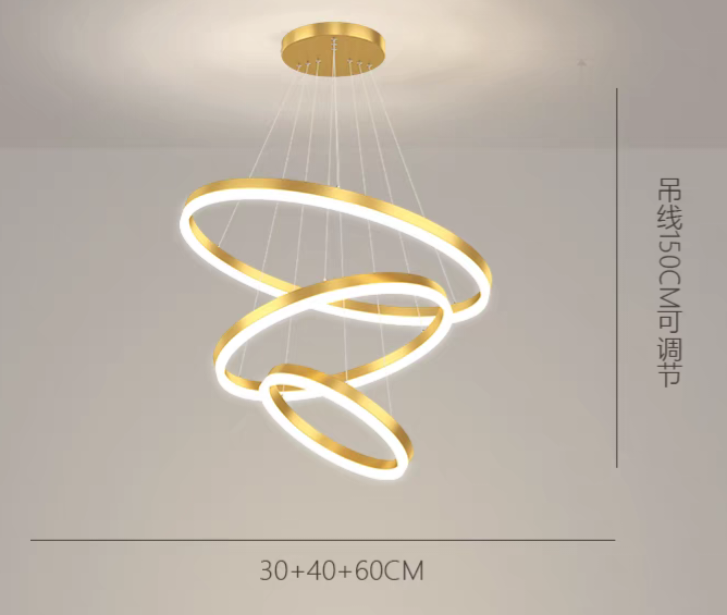 Rounded Rings Golden Luxury Styled Chandlier Light